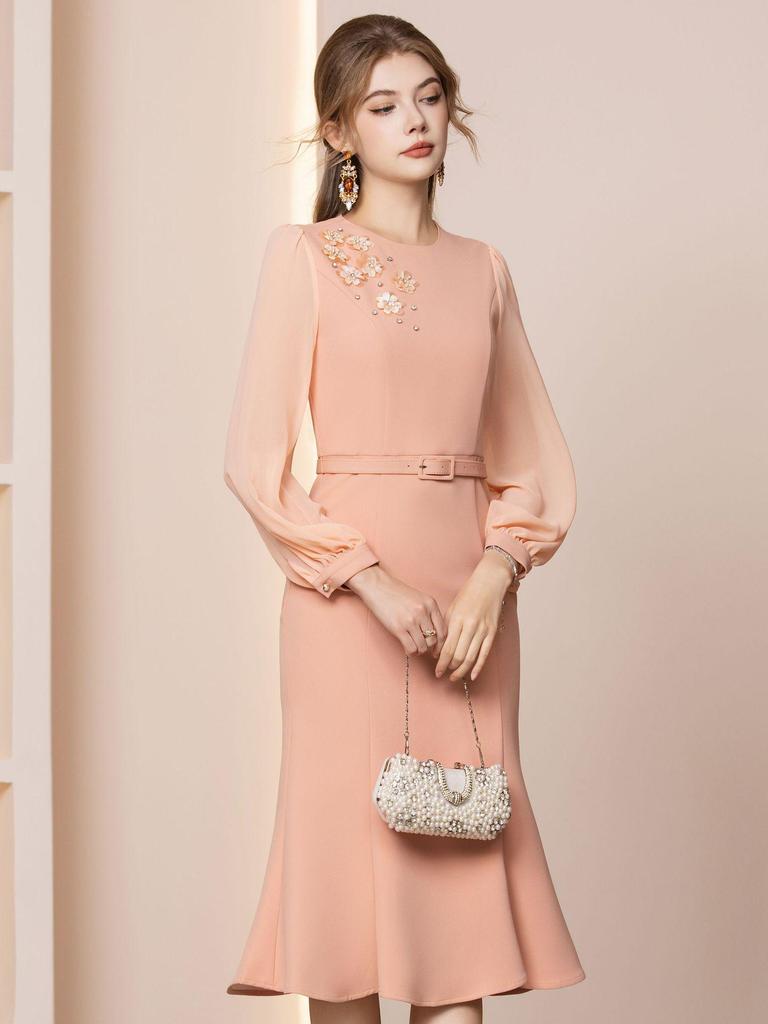 Zhi Li French Elegant Mermaid Dress with Coat - Long-Sleeve Style for Important Occasions