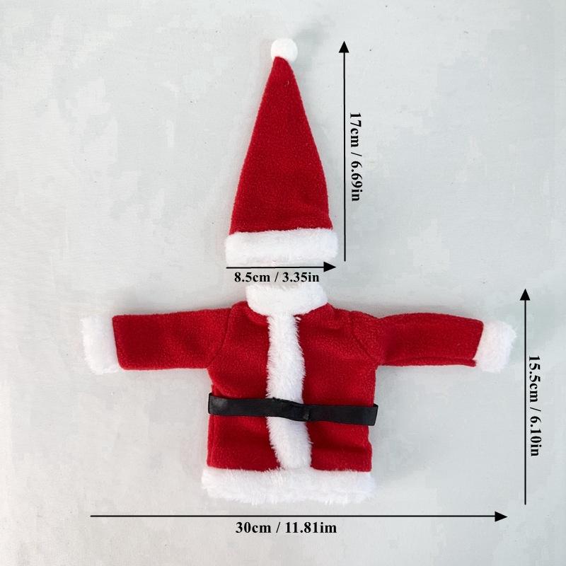 

2 шт. Рождественский набор для бутылок красного вина Шампанское Рождественская мини-шляпка и набор маленькой одежды Украшение Праздничная вечеринка Сцена Креативный декор 26.5x46cm