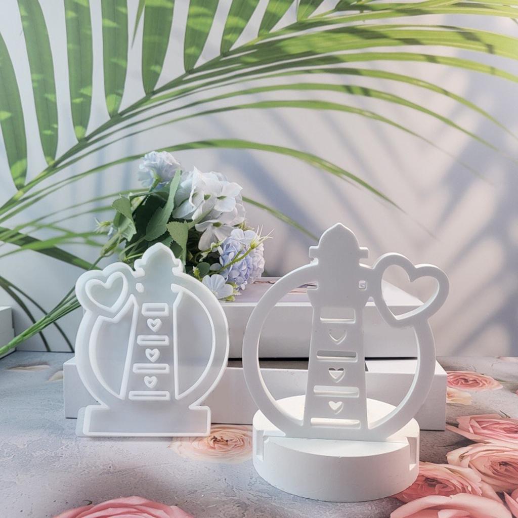 Lighthouse Candle Holder Silicone Molds DIY Combination Candlestick Molds Castings Molds Plaster Mould for Candle Making