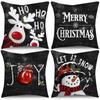 New Christmas Santa Pillow Cover, Imitation Embroidery Holiday Decorative Sofa Linen Car Cushion Cover