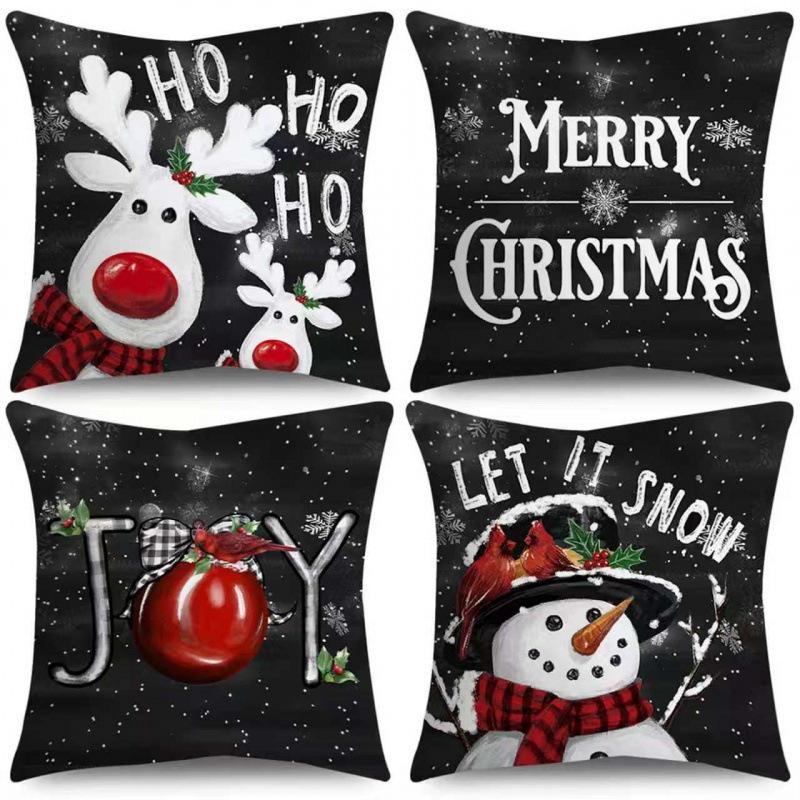 New Christmas Santa Pillow Cover, Imitation Embroidery Holiday Decorative Sofa Linen Car Cushion Cover