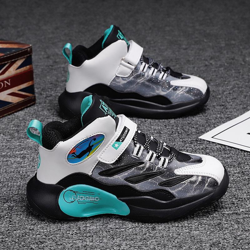 

9991 детские баскетбольные кроссовки осень-зима с высоким верхом для мальчиков-подростков, учеников начальной и средней школы, нескользящая спортивная обувь, средний-а 33