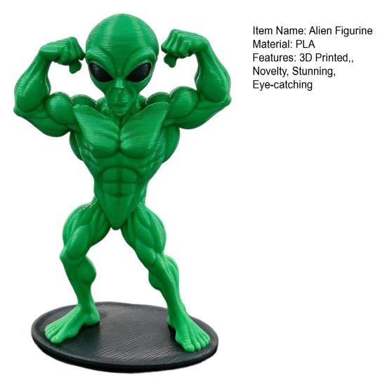 yangyizhi Novelty Alien Statue, 3D Printed Muscular Figurine for Home, Office, Game Room, Desktop, Shelf, Coffee Table Decor