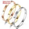 Rose Gold Bamboo Joint Titanium Steel Bangle - Luxurious, Non-fading, Diamond-studded, Waterproof Women's Bracelet.