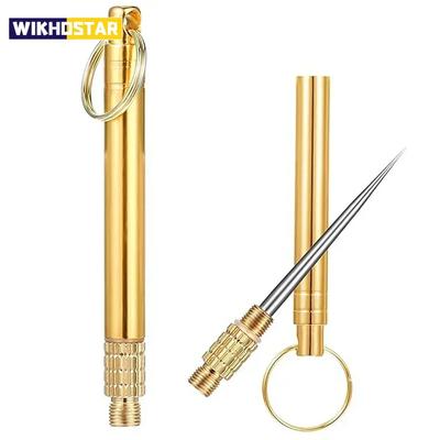 1PC Portable Titanium &Brass Toothpick Fruit Fork Outdoor Multifunctional Camping Tool Toothpick Tube,Stronger Than Dental Floss