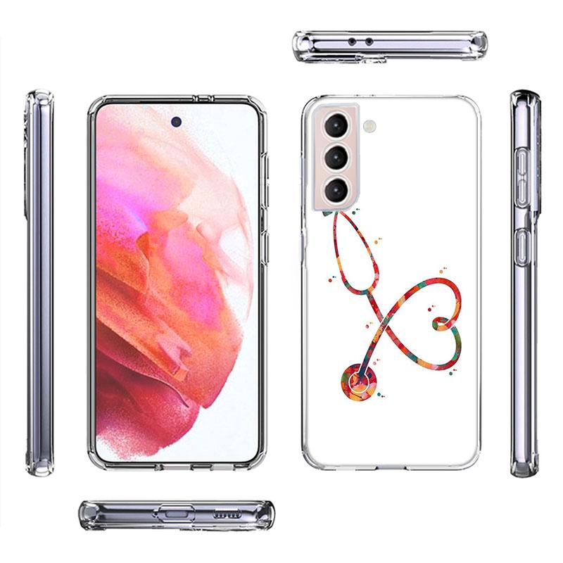 Nurse Medical Stethoscope Phone Case For Samsung S25+ Edge Galaxy S24 FE S23 Ultra Capa Shell S22+ S21 Plus S20 FE Cover Silicon