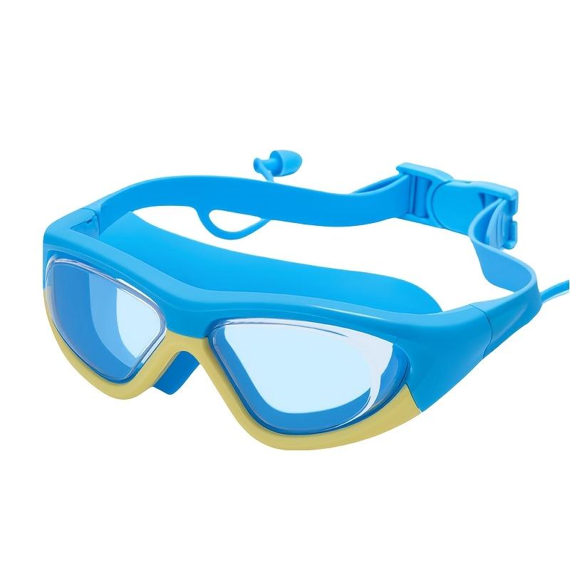 Youth Swimming Goggles with Earplugs, Waterproof and Anti Fog Silicone Seal Suitable for Beach and Swimming