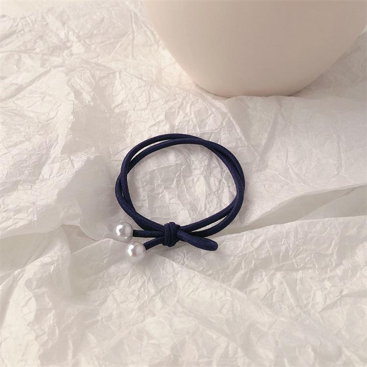 Korean Style Simple Bow Pearl Hair Tie - Elastic Hair Band Accessory
