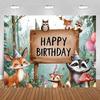 Tropical jungle and safari themed photography backdrop banner, cute cartoon pattern, for baby shower, birthday3718