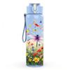 1PC Dragonfly Wildflower Meadow Print 750ml Color Plastic Sports Water Bottle Leakproof Flip Straw Lid Suitable for Sports Office Home Use