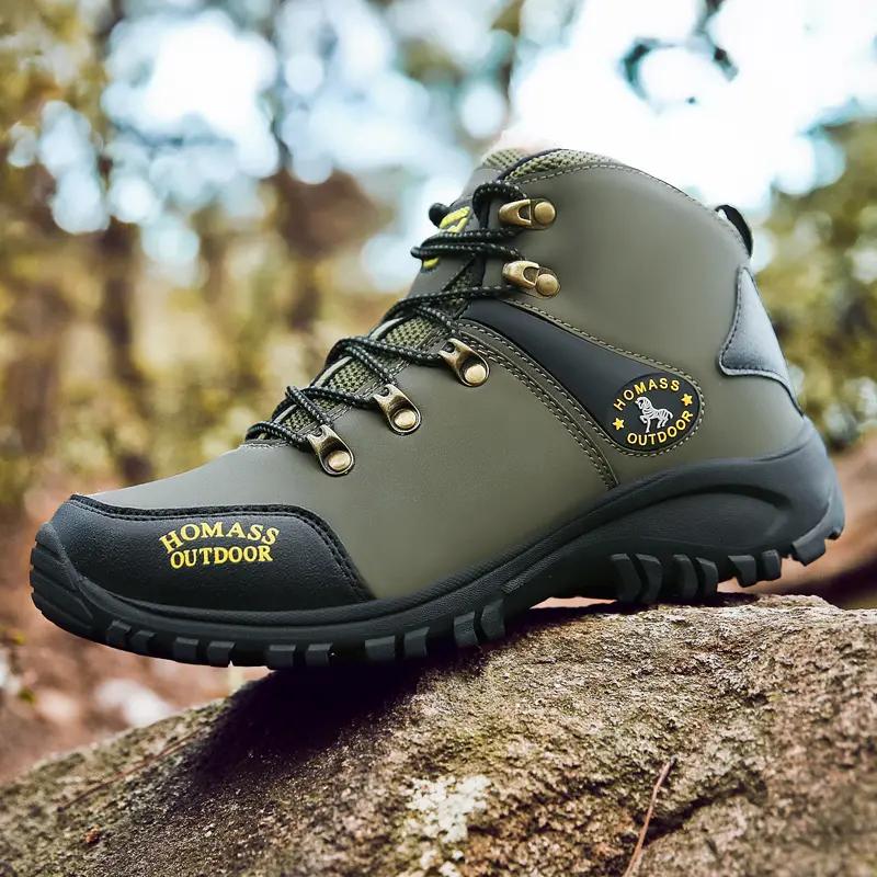 2024 New Trend Men's High-Top Non-Slip Hiking Shoes Hiking Outdoor Wear-Resistant Platform Travel Shoes