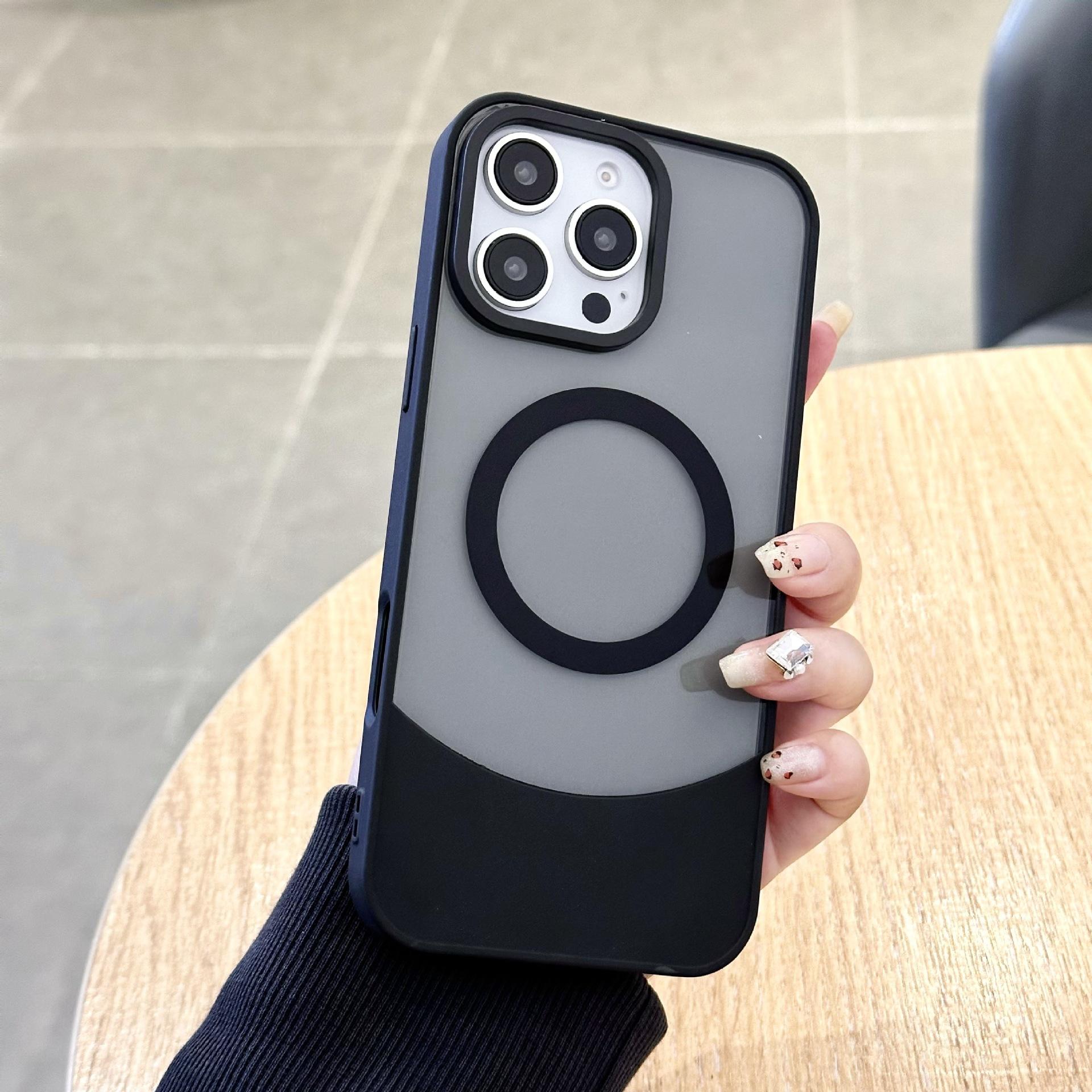 

Simple and Colorful Two-color Magnetic Phone Case IPhone 16 Suitable for 11 Apple 13 Transparent Anti-fall European and American Shell iPhone 16promax чёрный