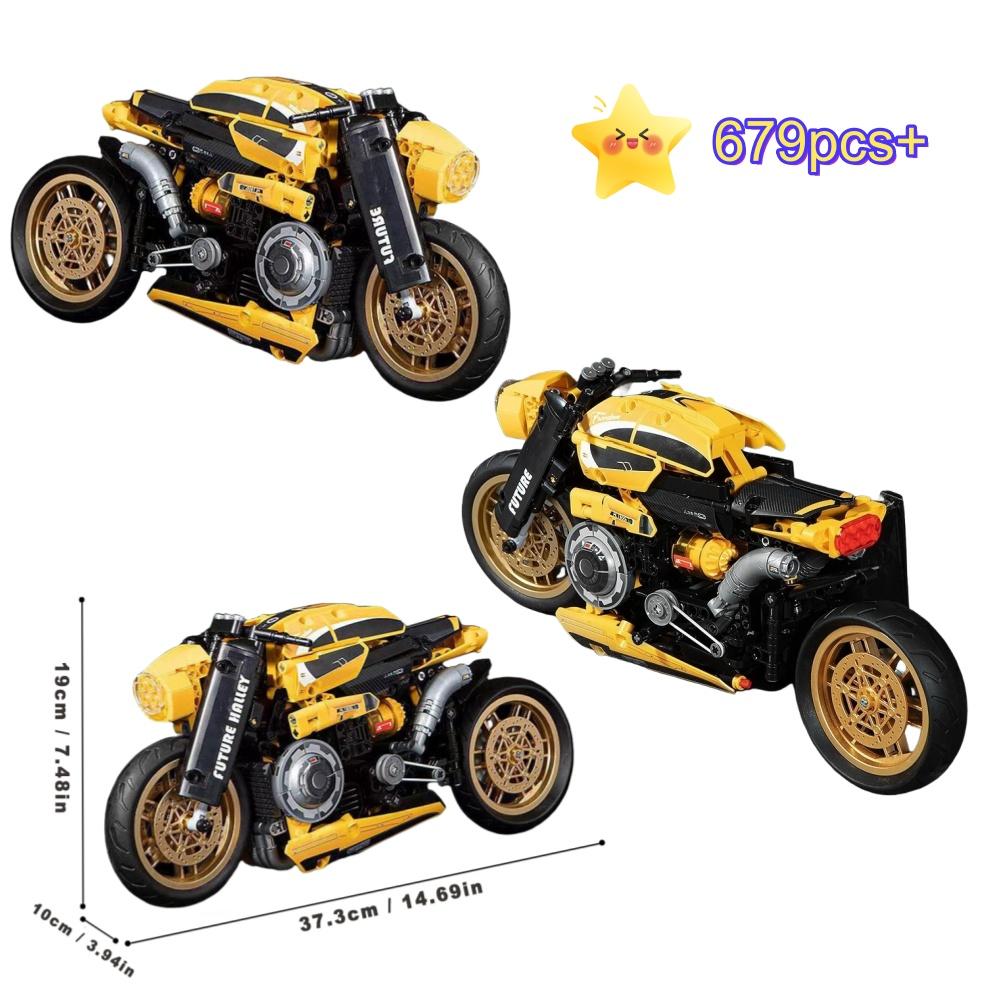 NEW Technical Motorcycle Building Blocks DIY Model Set MOC Assemble Bricks STEM Toys for Kids Birthday Christmas Halloween Gift