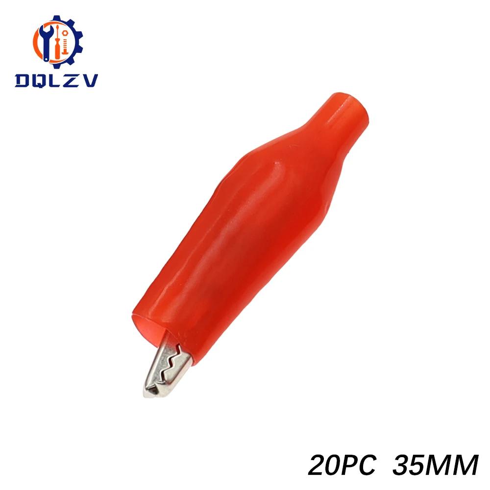 20PCS 28MM 35MM 45MM Metal Alligator Clip Crocodile Electrical Clamp Testing Probe Meter Black Red Plastic DIY Car Auto Battery