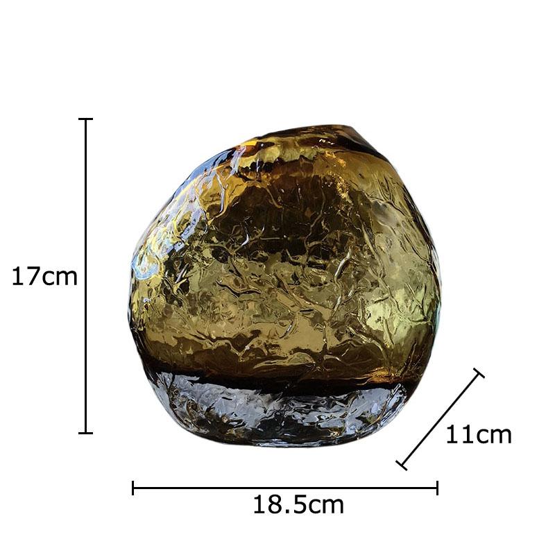 Amber Color Wrinkled Glass Vase Hydroponics Plant Pots Table Decoration Flower Arrangement Floral Vases Room Aesthetic Decor