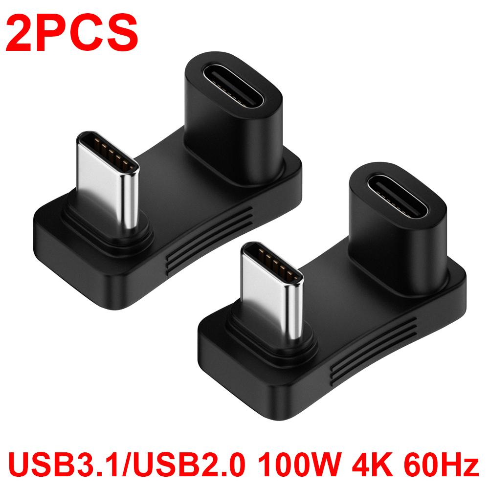 1/2PCS 180 Degree Angle USB C Adapter USB-C Male to Female Converter 20Gbps 140W Type C Charging Adapter for Steam Deck