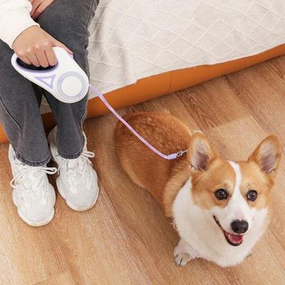 Nylon Retractable Dog Leash Non-Slip Handle Comfortable Grip LED Luminous Dog Leash Anti-Escape with LED Flashlight