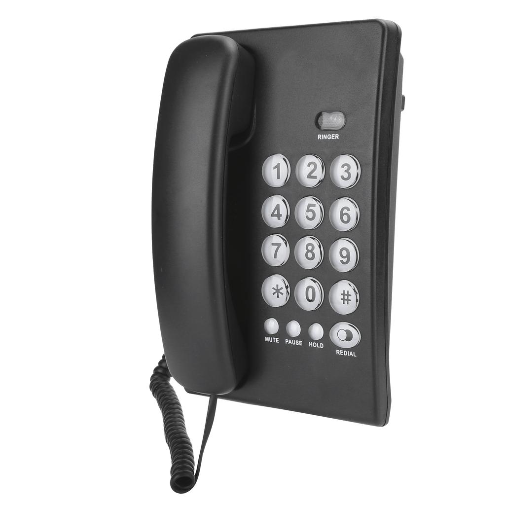 KXT504 Portable Family Business Office Fixed Landline Flash Function Telephone ABS Black
