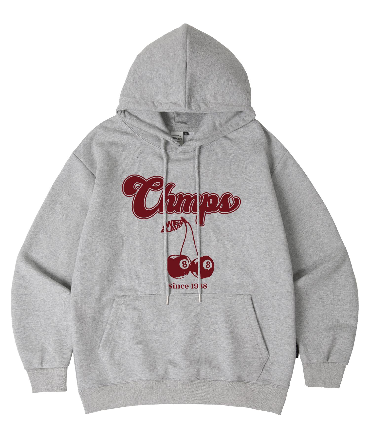 Bonchams [8 Colors] Bon 8 Cherry Oversized Hoodie B25St03 [Fleece-Lined/No Fleece-Lined] White Melange [Fleece-Lined]/S