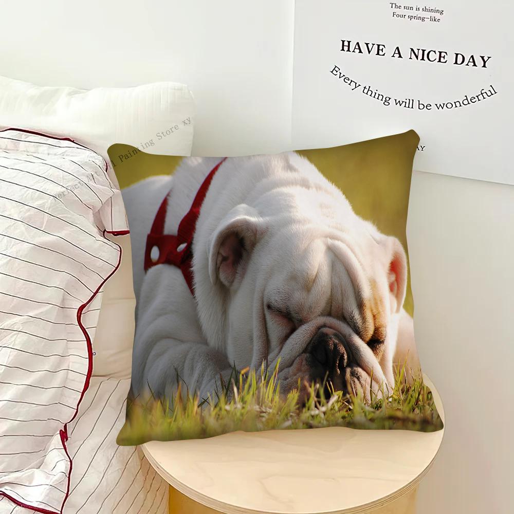 Bulldog Badewannenkissenbezug Quadratisches Kissen Schlafzimmer Sofa Freizeit Komfort Kissen Auto Wohnzimmer Heimdekoration