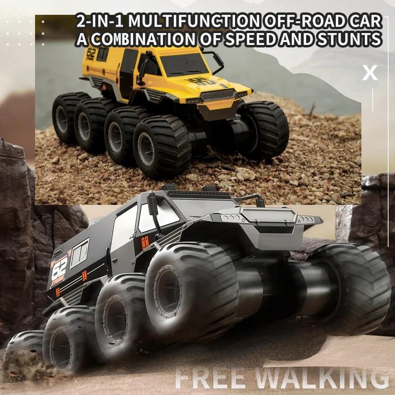 Discover Intime Black Jjrc Q137 8Wd Rc Car 2.4G Amphibious 8 Wheel Remote Control Truck Climbing Off Road Waterproof Armored Vehicles Children's Toys