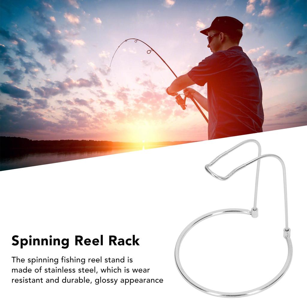   Reel Rack Stainless Steel Short Type U Shaped Upper Frame Round Base Lightweight Detachable Fishing Gear Stand