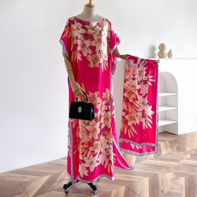 Simulation Silk Dress Women'S Printed Dress Temperament Versatile Women'S Large Size Robe