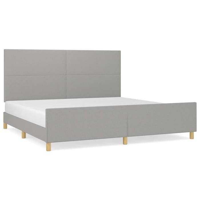 VidaXL Bed Frame with Headboard Light Grey 200x200 Cm Fabric 3124919