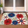 Patriotic Red White Blue Daisy Doormat Non Slip Entry Rug Front Door Decor Mat for Holiday Home Entrance Use