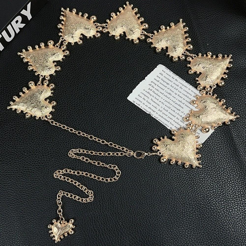 Punk Zinc Zinc Alloy Waist Chain Jeans Decor Adjustable Belt Elegant Heart Chain Waistband  Waist Accessories