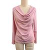 Top da Donna Vestibilità Larga Scollo a V Manica Lunga Camicia Colore Puro Primavera Autunno Blusa Casual Versatile per l'Uso Quotidiano