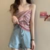 Colorful Striped Camisole for Women Female's Backless Slim Fit Vests Summer Sexy Style Short Chic Wearing Outside Tops