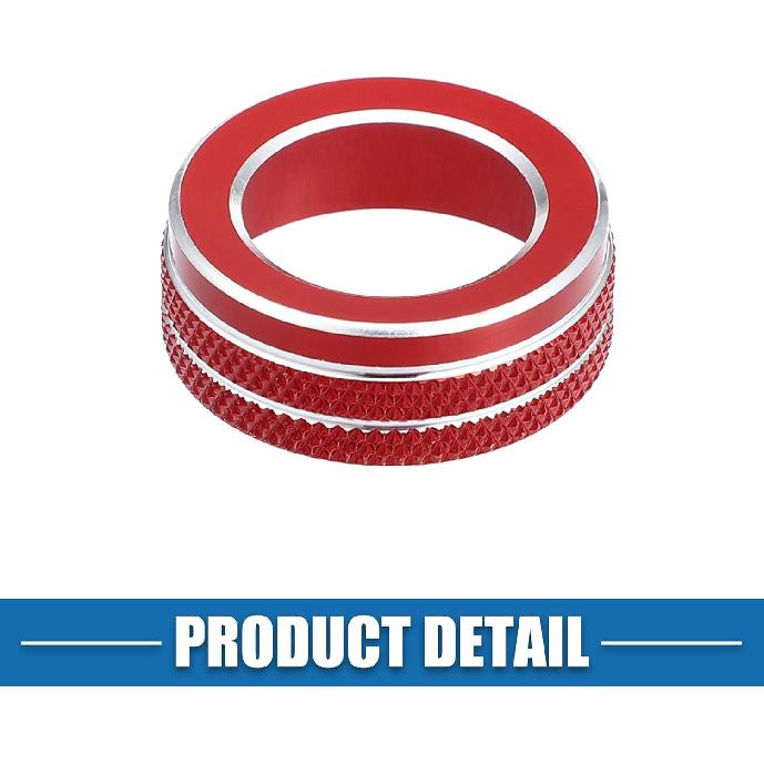 Volume VOL Tune Knob Cover Rings for VW Tiguan Taos Jetta Passat Atlas Arteon Golf R Beetle Aluminum Alloy Red (Pack of 2)