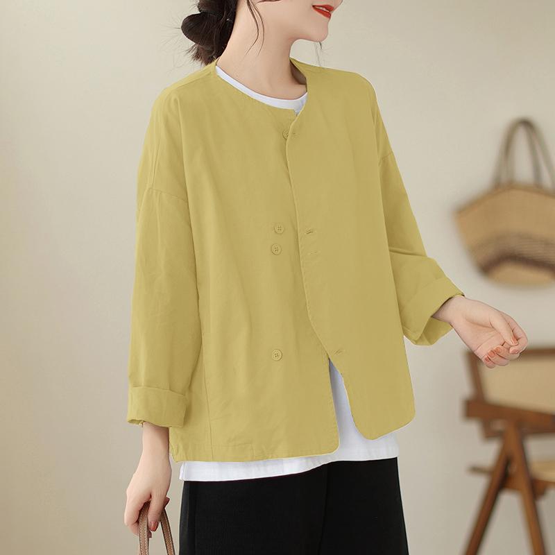 

ZANZEA Женская повседневная блузка с круглым вырезом, однотонная, свободного кроя, с длинным рукавом M хаки