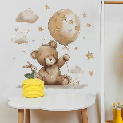 Cartoon Bear Cloud Balloon Bedroom Living Room Study Background Landscaping Wall Sticker
