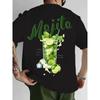 Summer Unisexs 100 Pure Cotton Sports Casual Loose And Fashionable Mojito Cocktail Printed Round Streetwear Vintage T Shirt