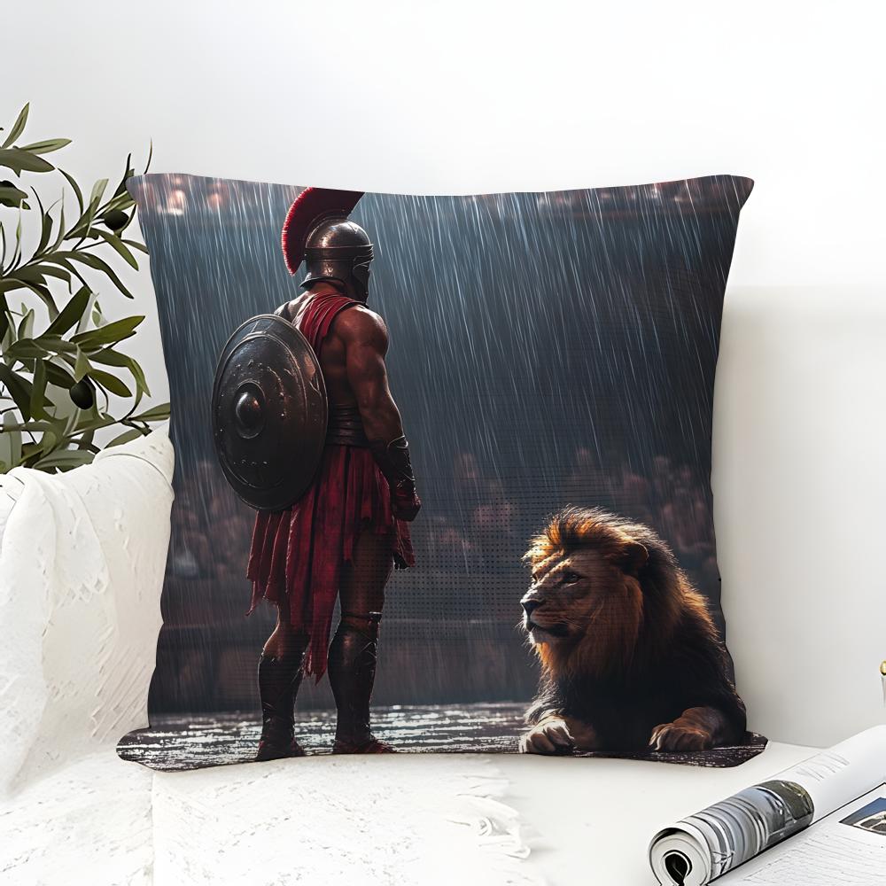 Cute Cartoon Warriors Brave Spartans 2 Pillow Case Linen Pillow Case Sofa Home Decor Cushion Cover Cushion Cove