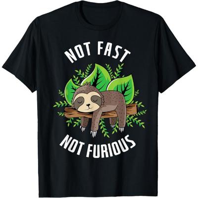 Not Fast Not Furious Cute and Lazy Sloth Funny Sloths Pun T-Shirt