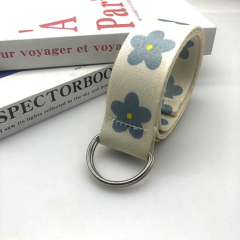 

Small Flower Canvas Belt Women s Decoration Wide Ins Style Korean Students Cute Simple Versatile Jeans Belt Trendy 120cm бежевый