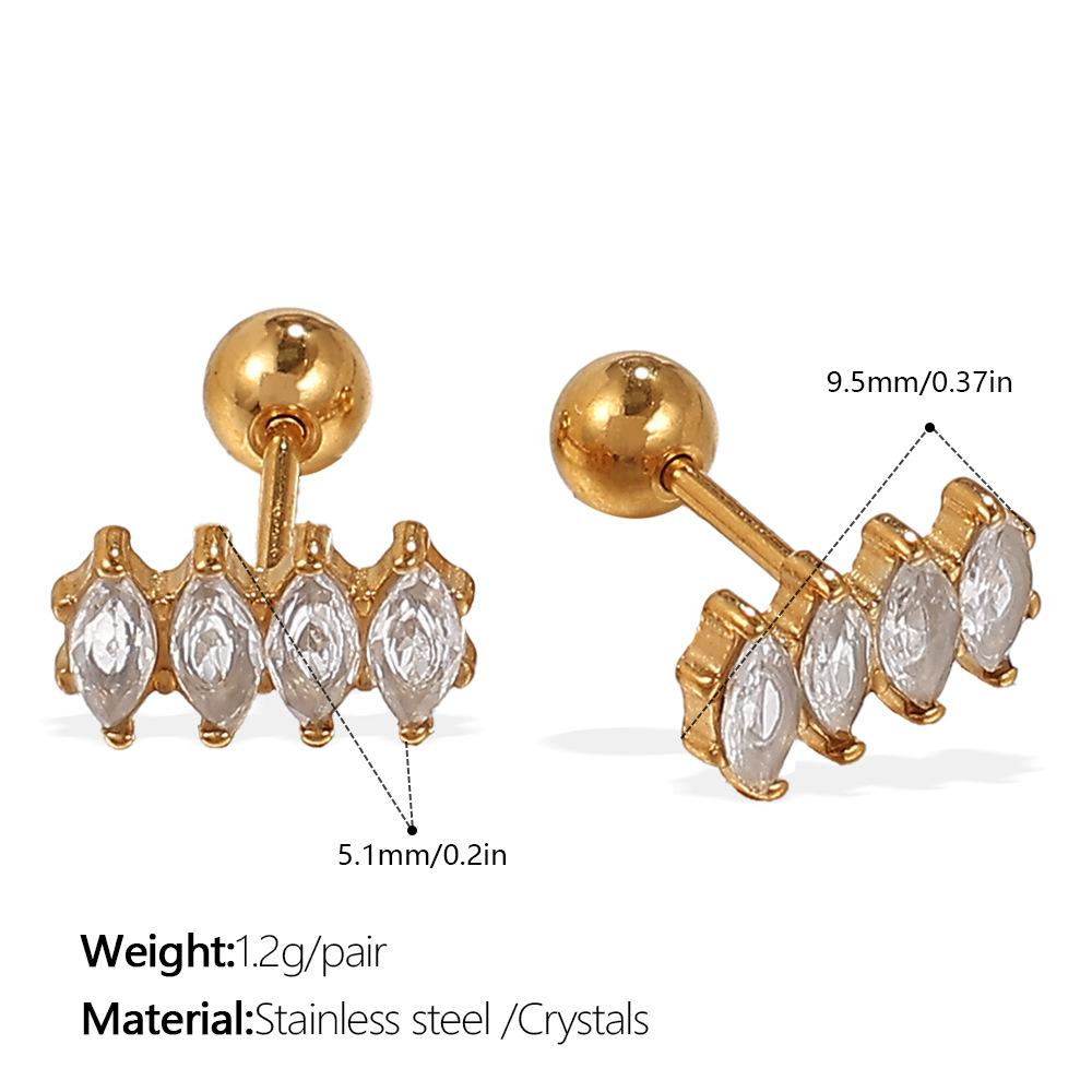 Hot-selling Niche Inlaid Crystal Earrings Earrings Versatile Niche Stainless Steel Gold-plated Earrings Earrings Women