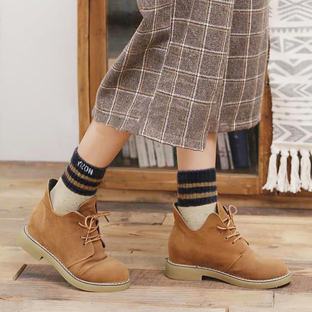 Yazon Winter Extra Thick Warm Socks for Indoor Room Brushed Sizes Set Women's Warm, Cotton-Wool Socks, Triple-Layered Use, Socks, Lining, 22-25cm,