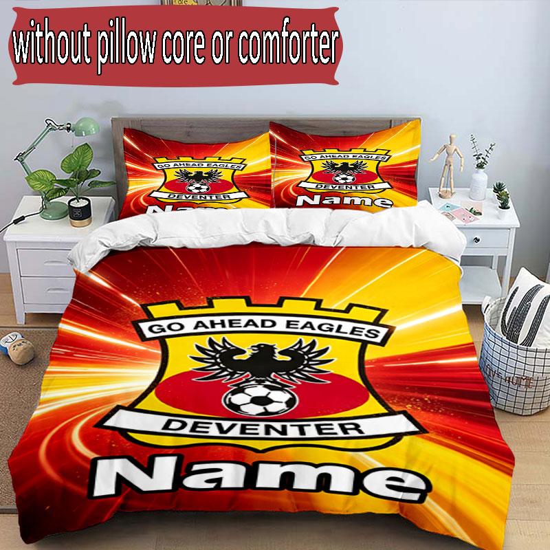 3pcs Duvet Cover Set (1*Duvet Cover + 2*Pillowcase, Without Core), Custom Name Go Ahead Eagles Pattern Bedding Set, Home Bedroom Decor Gift