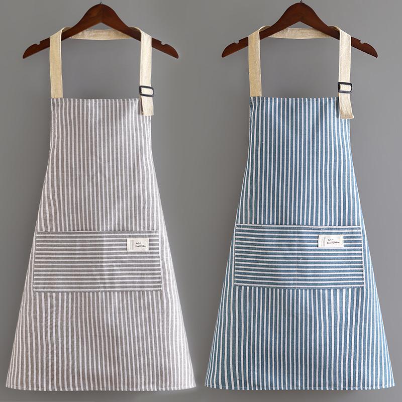 Cotton Linen Apron Household Adult Work Clothes Cooking Aprons Breathable Hanging Neck Fashion Waterproof Apron Kitchen Supplie