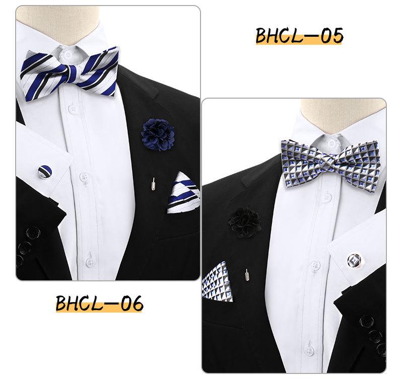 Korean Style 4-Piece Men's Bow Tie & Pocket Square Set for Weddings & Formal Events