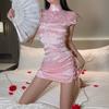 Neues chinesisches Retro-Republik-China-Stil verbessertes Cheongsam Damen sexy Mesh hoher Schlitz Schulter Nacken Kleid Kreuz