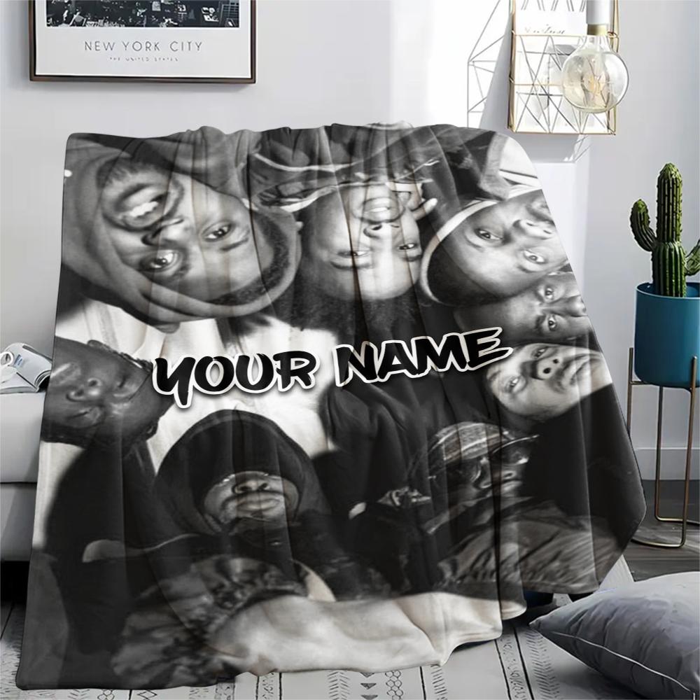1PC Custom Name Wu Tang Clan Patterned Flannel Blanket Suitable For All Seasons for Home Decor Warmth and Comfort Gifts Holiday Present