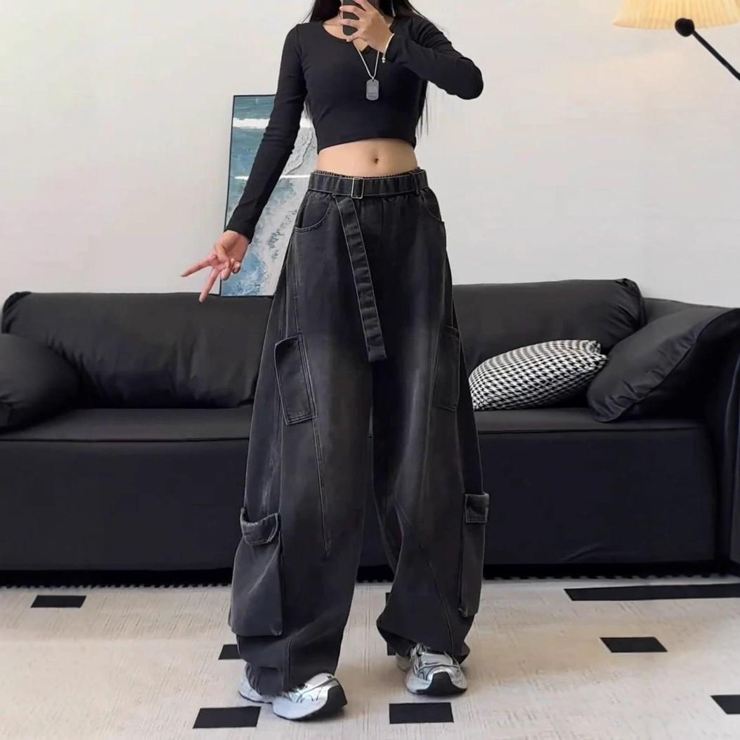 

High Waist Slimming Multi Pocket Jeans for Women in Autumn Oversized Loose Jeans 3XL