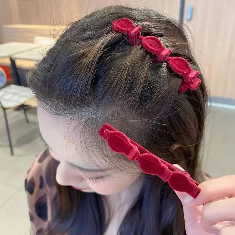 Flocking Hair Clips Hairpins for Women Fashion Handmade Geometric Braided Barrettes Headwear Girls Sweet Hairpins Hair Accessory