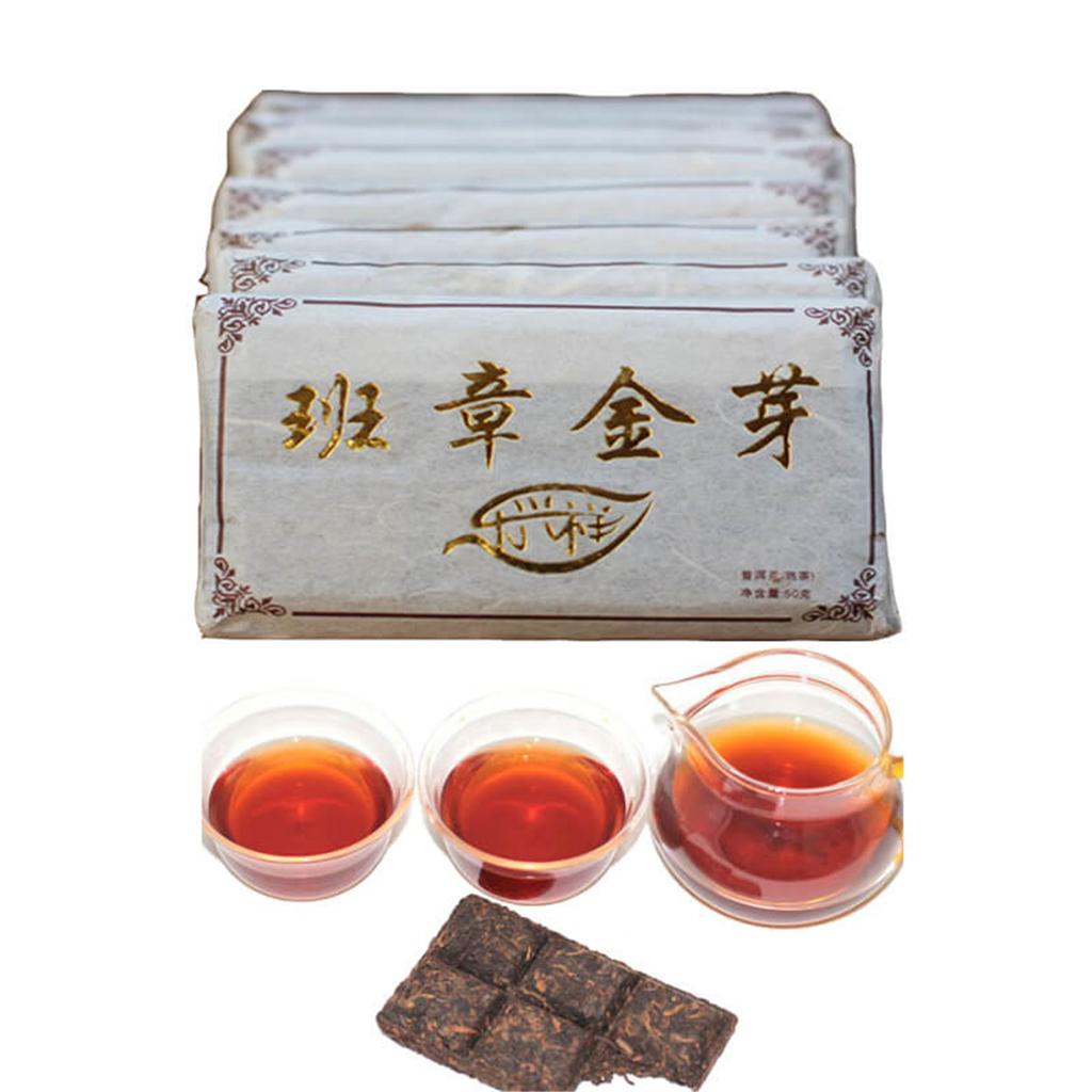 English Title: 50g Ripe Pu'er Tea LaoBanzhang Golden Bud Old Pu'er Health Care