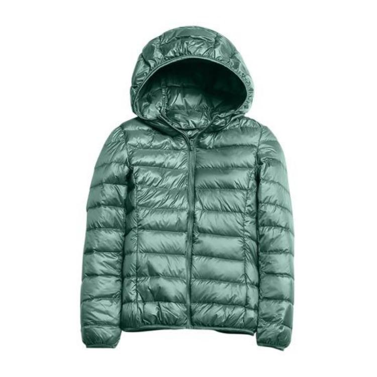

Winter Hooded Down Jacket for Women Lightweight Slim Fit Padded Short Jacket Zippered Pockets Solid Color Zip Up Outerwear Long Sleeves S светло-зеленый